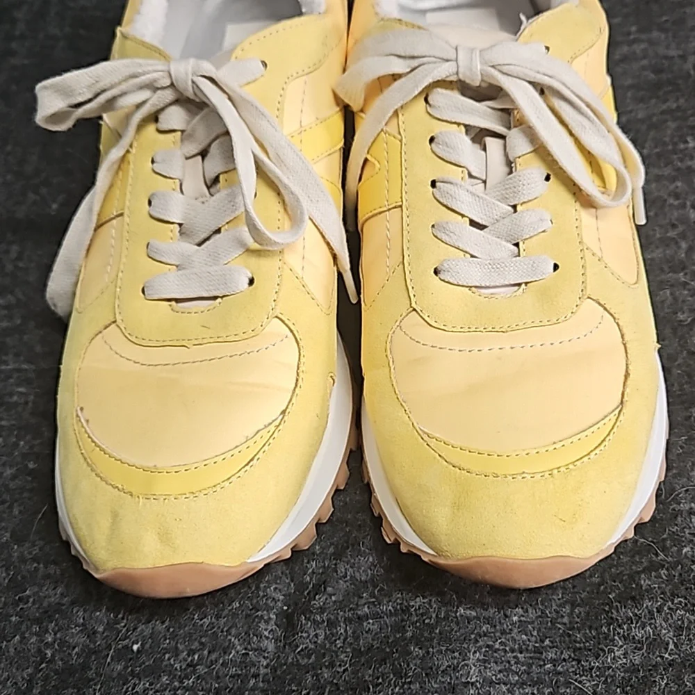 Dolce Vita Muzio Sneakers Retro Trainers  Yellow Suede Canvas Womens 10